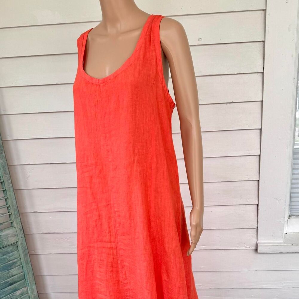 Ridley Orange Linen Sleeveless Maxi Dress XL - Picture 5 of 7